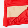 New khaki patchwork red V-neck mid length windbreaker jacket