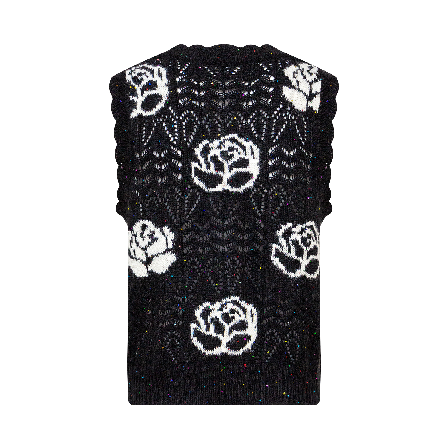 New Rose Printed Hollow Knitted Tank Top