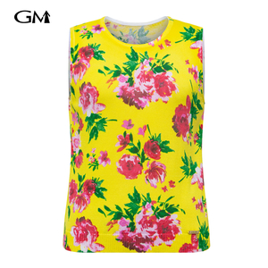 Fashionable floral printed round neck knitted vest