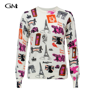 Fashionable lady graffiti printed knitted top