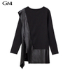 New women's irregular hem fake two round neck tops