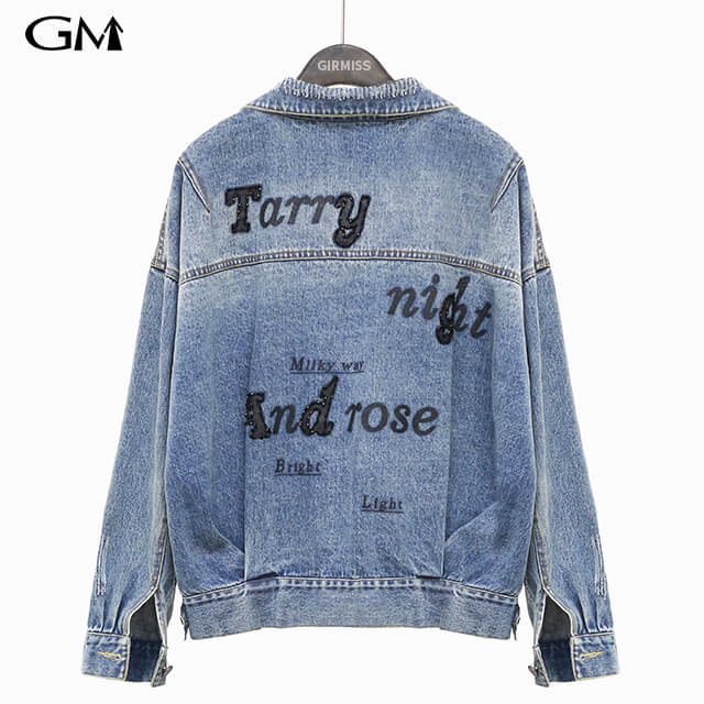 NEW LETTER PRINTED DENIM COAT