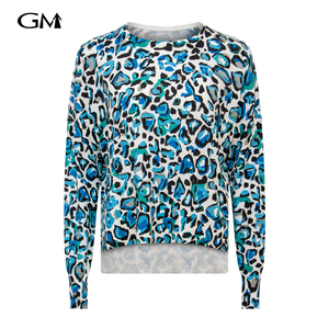 New loose round neck leopard print knitted top