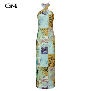 New printed neck hanging dress