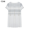 New women's striped patchwork short sleeved round neck top