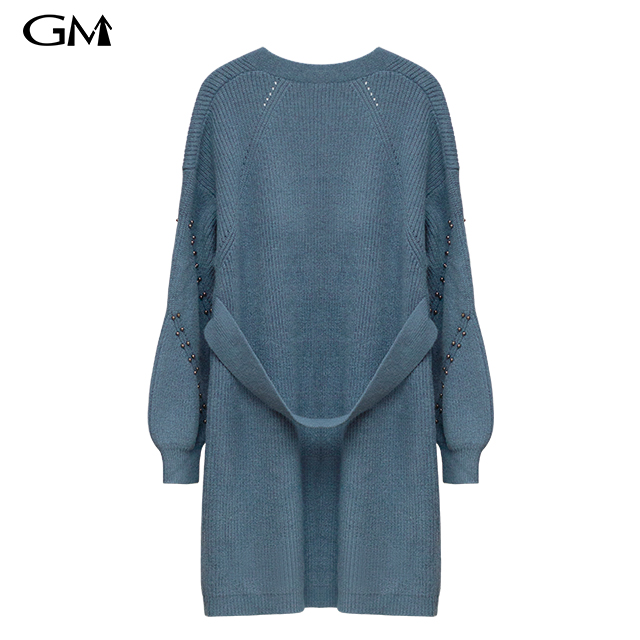 Solid Loose Medium Length Knitted Cardigan