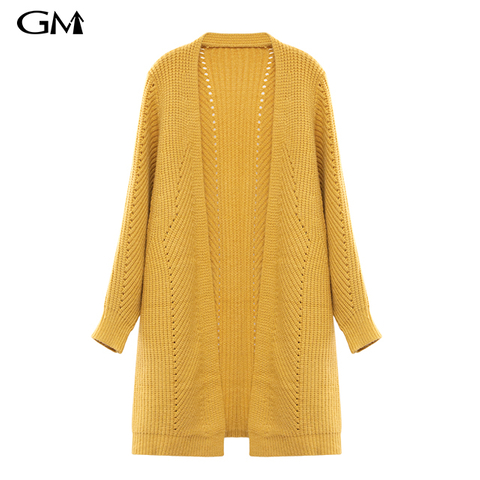 Simple Solid Color Medium Length Knitted Cardigan