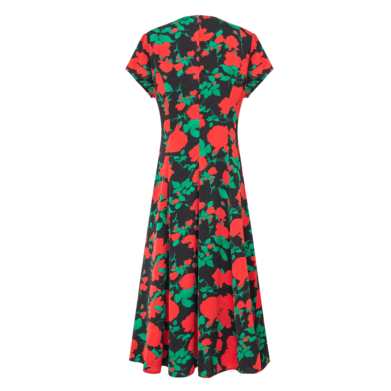 New red printed V-neck slim fit dress