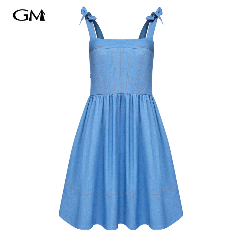 Fashionable new solid color denim camisole skirt