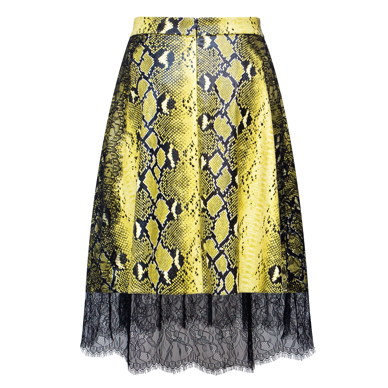 Fashionable women's snake patterned patchwork lace skirt