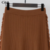 New high waisted fringed mid length knitted skirt