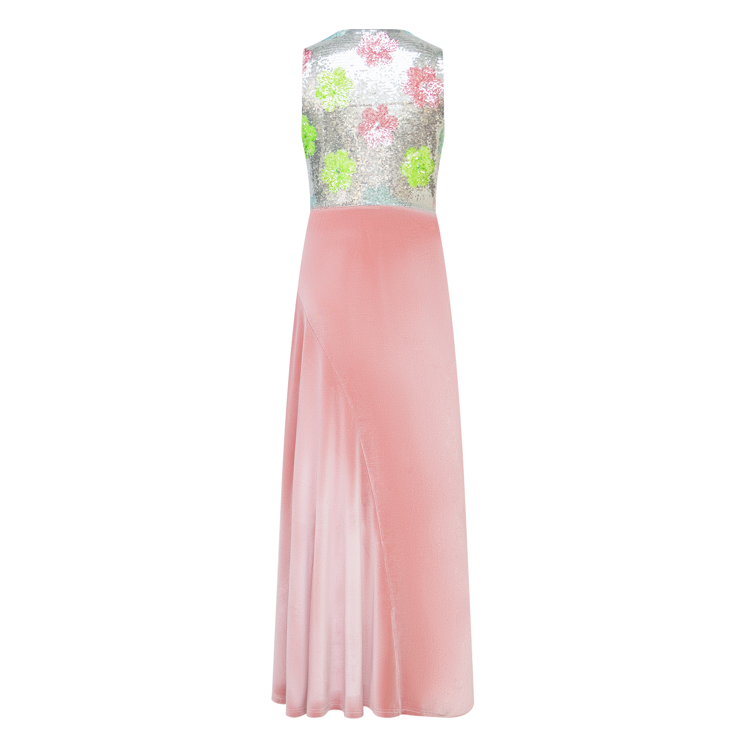 New V-neck sequined patchwork long dress