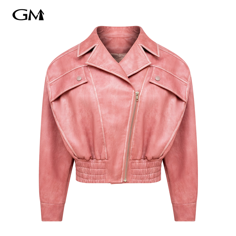 New solid color V-neck zipper jacket