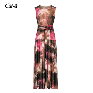 New round neck printed slim fit dress