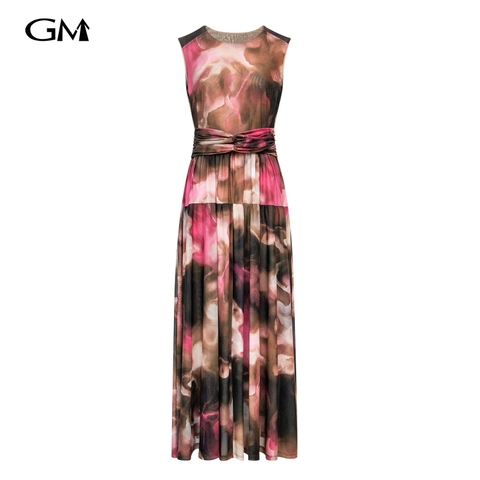 New round neck printed slim fit dress