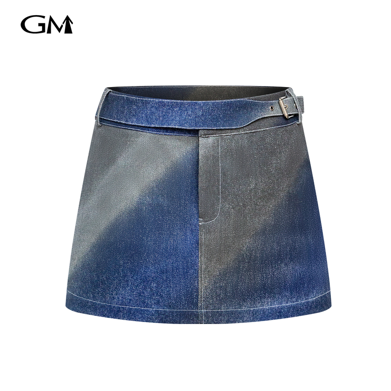 New gradient denim midi skirt