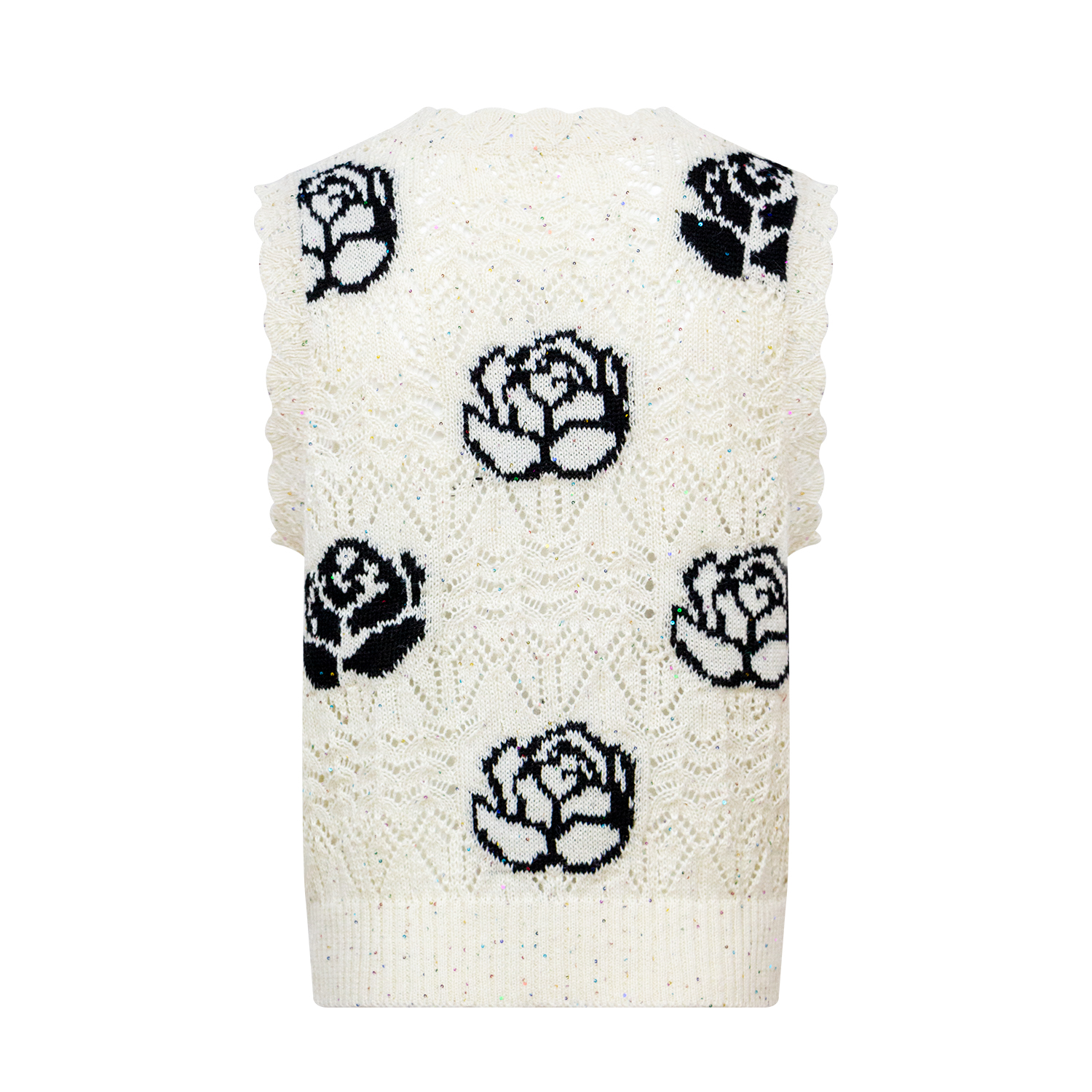 New Rose Printed Hollow Knitted Tank Top