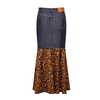 New leopard print patchwork denim skirt