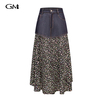 New denim patchwork floral fabric skirt