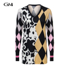 Fashionable geometric printed knitted top