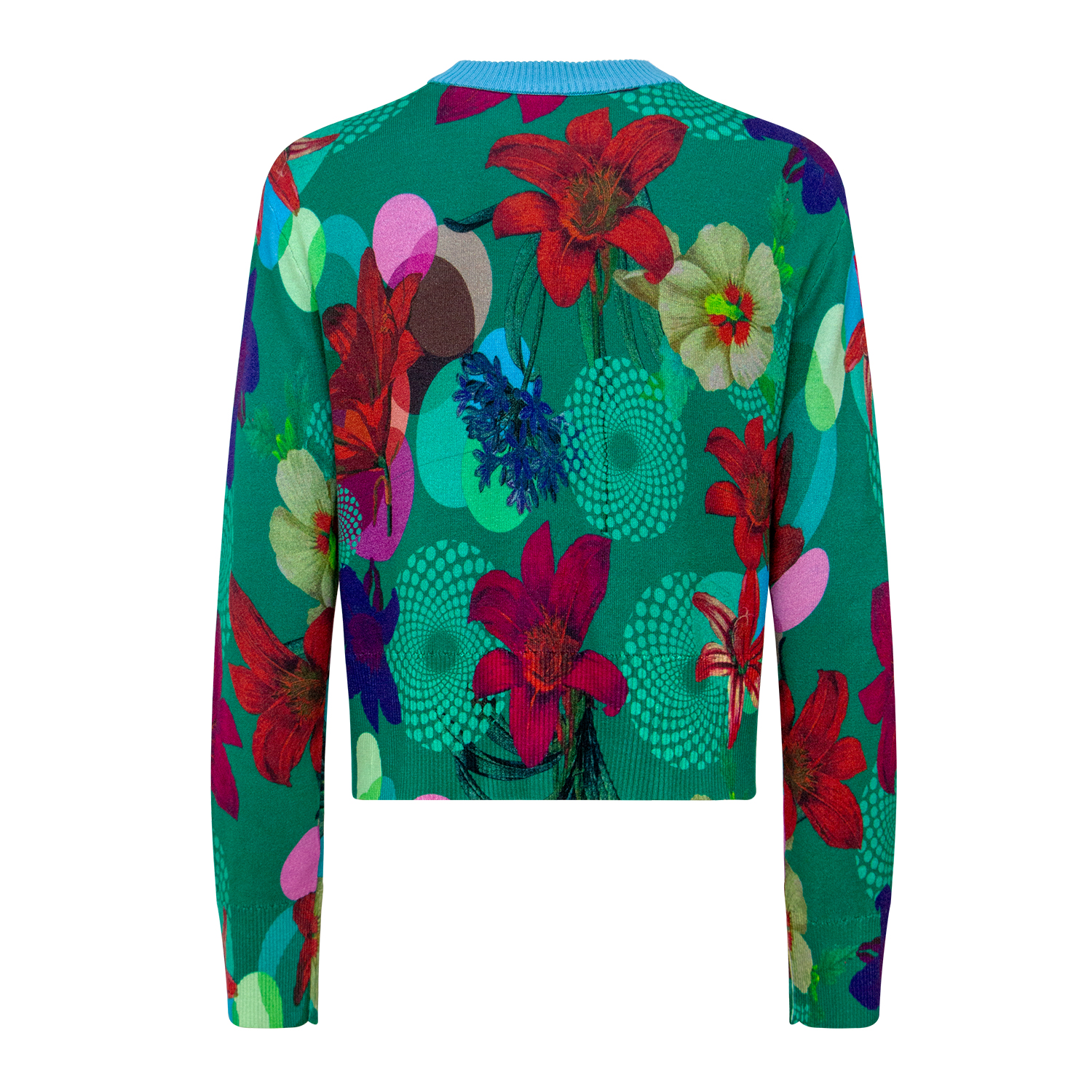 New Color Block Flower Printed Knitted Top