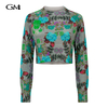 New floral printed round neck knitted top