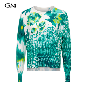 Fashionable green printed knitted top