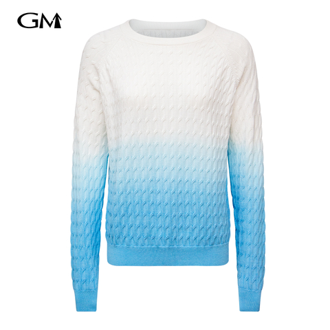 Blue and white gradient knitted top