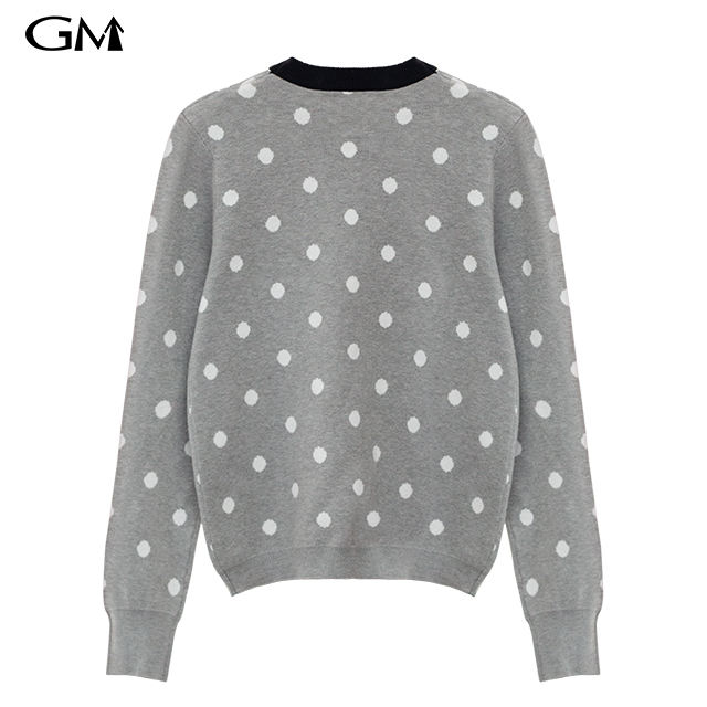 Bowknot polka dot knitted top