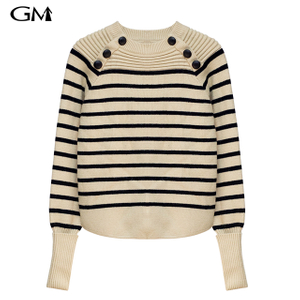 Fashion stripe round neck knitting sweater