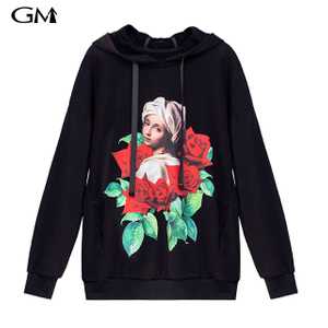 Fashion printing loose pullover Hoodies