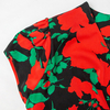 New red printed V-neck slim fit dress