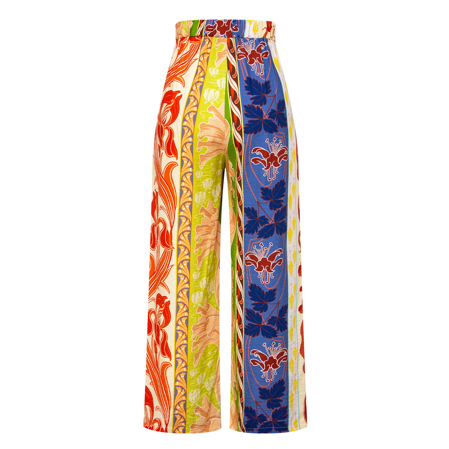 Fashionable women's printed color blocked wide leg pants