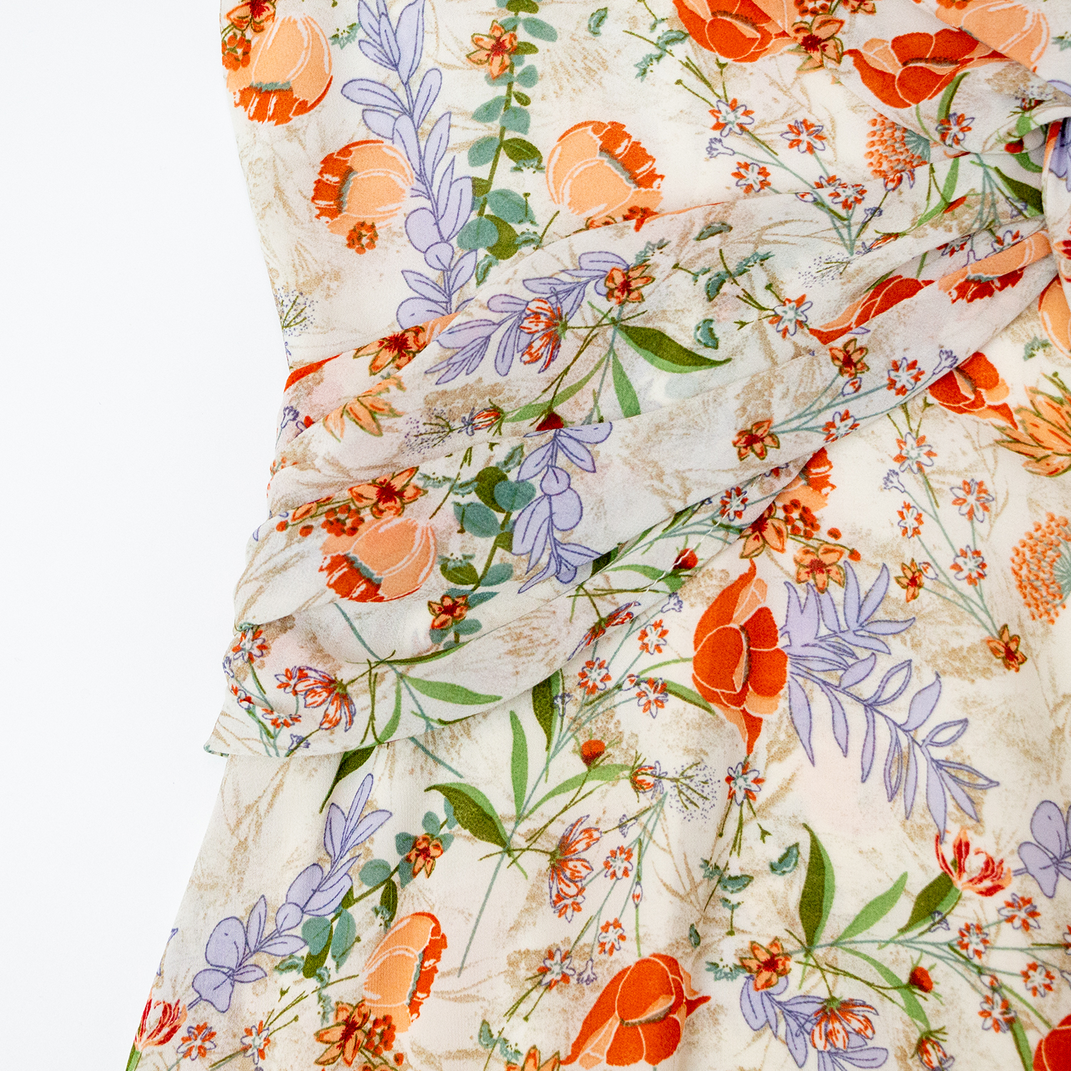 New small fresh printed V-neck long sleeved dress