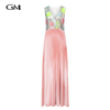 New V-neck sequined patchwork long dress