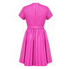 New solid color PU leather waist cinching dress