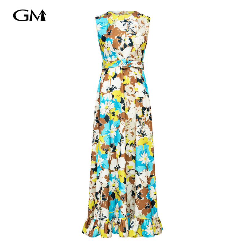 New round neck sleeveless long dress